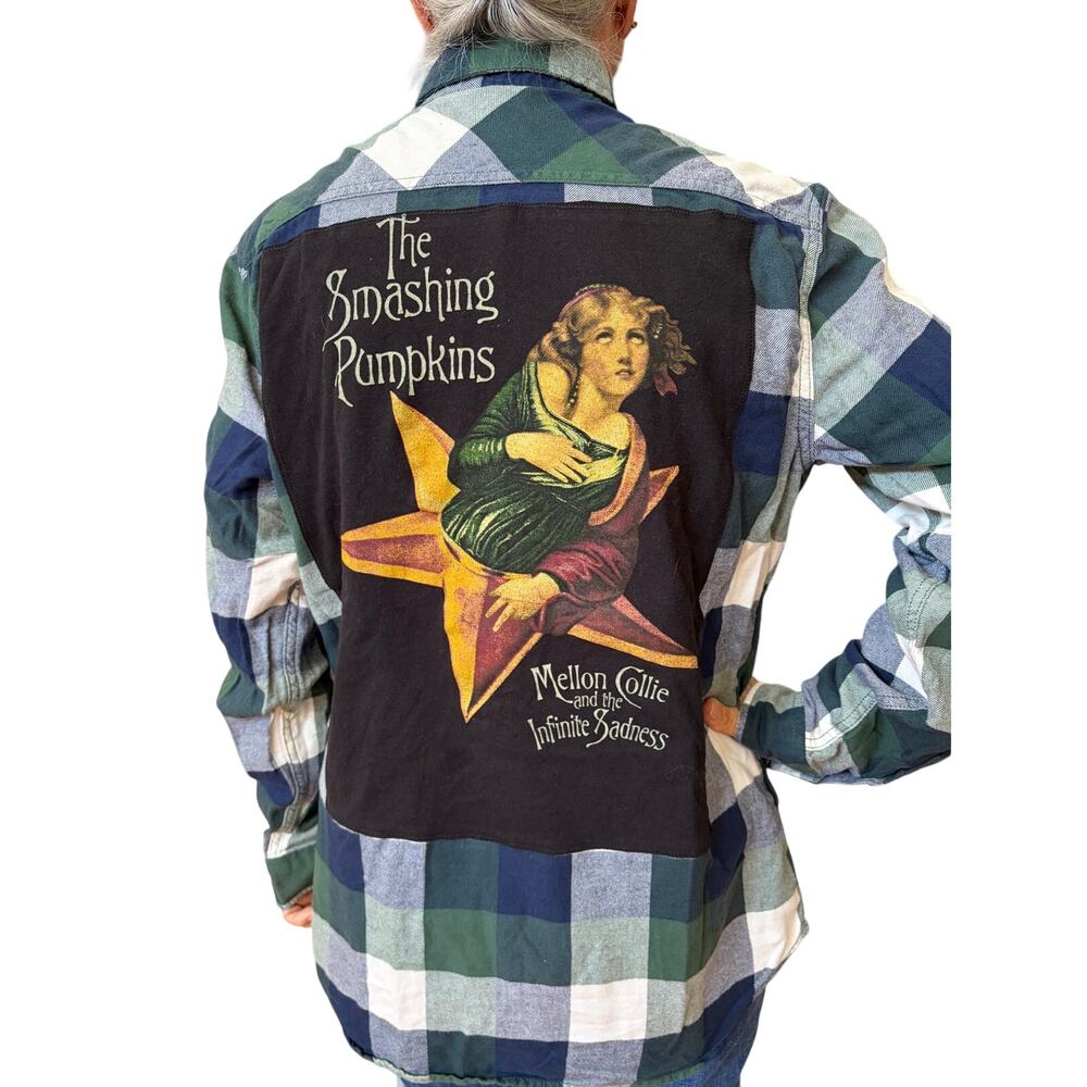 Smashing Pumpkins Upcycled Flannel Shirt Unisex Large